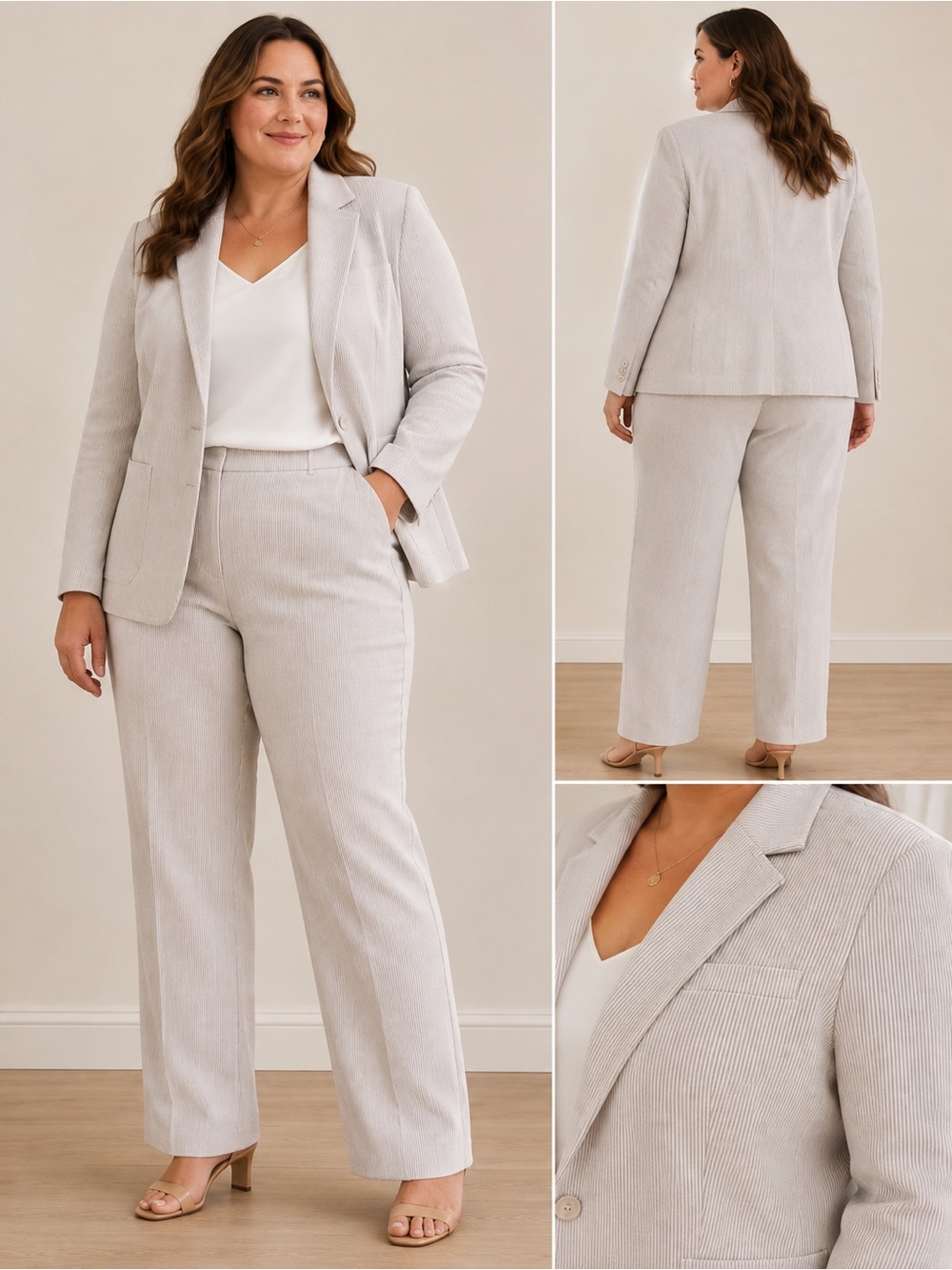 Talbots Women’s Cotton Blend Pinstripe Blazer & Pant Suit